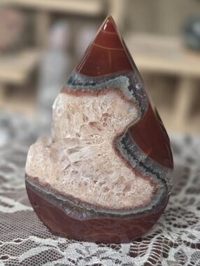 Red carnelian flame quartz crystal 4  inches in size.